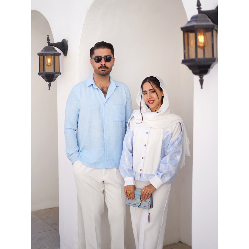 پیراهن مردانه آبی کد 253