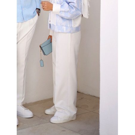 شلوار زنانه پارچه ای سفید کلاسیک کد 252