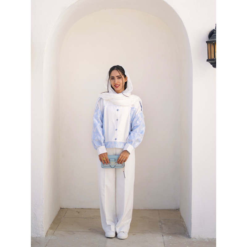 شلوار زنانه پارچه ای سفید کلاسیک کد 252