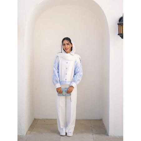 شلوار زنانه پارچه ای سفید کلاسیک کد 252