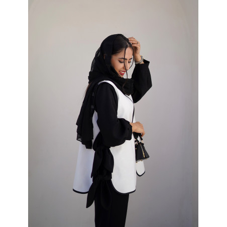 وست زنانه ژاکارد سفید کد 256