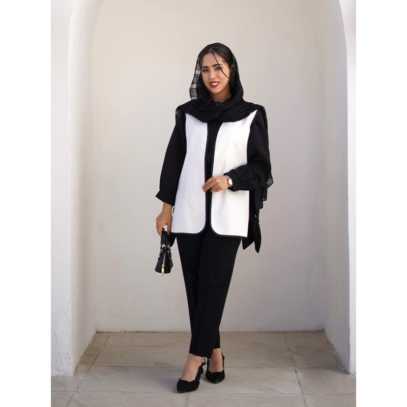 وست زنانه ژاکارد سفید کد 256