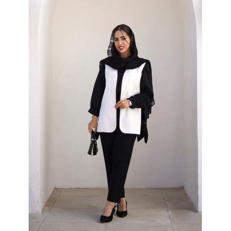 وست زنانه ژاکارد سفید کد 256