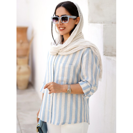 شومیز لینن کنفی آبی کد 262