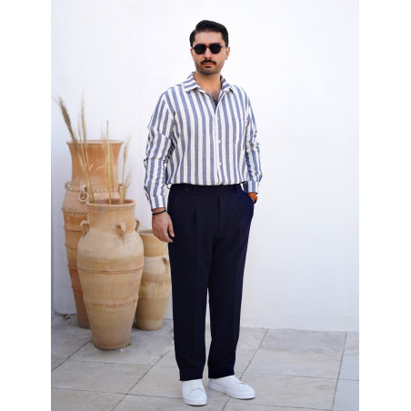 شلوار مردانه پارچه ای سرمه ای کد 269