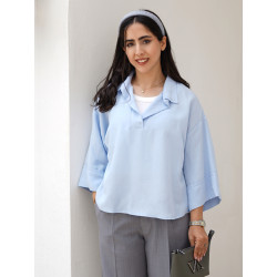 شومیز جلو بسته آبی کد 274