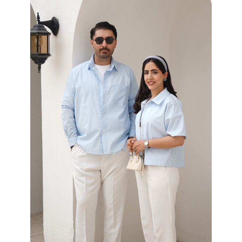 پیراهن مردانه راه راه آبی کد 277