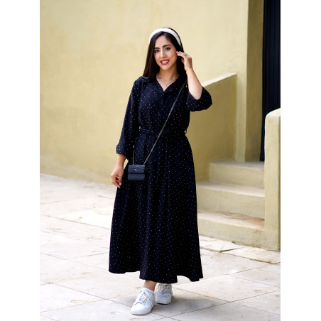 پیراهنی زنانه نگین کوب مشکی
