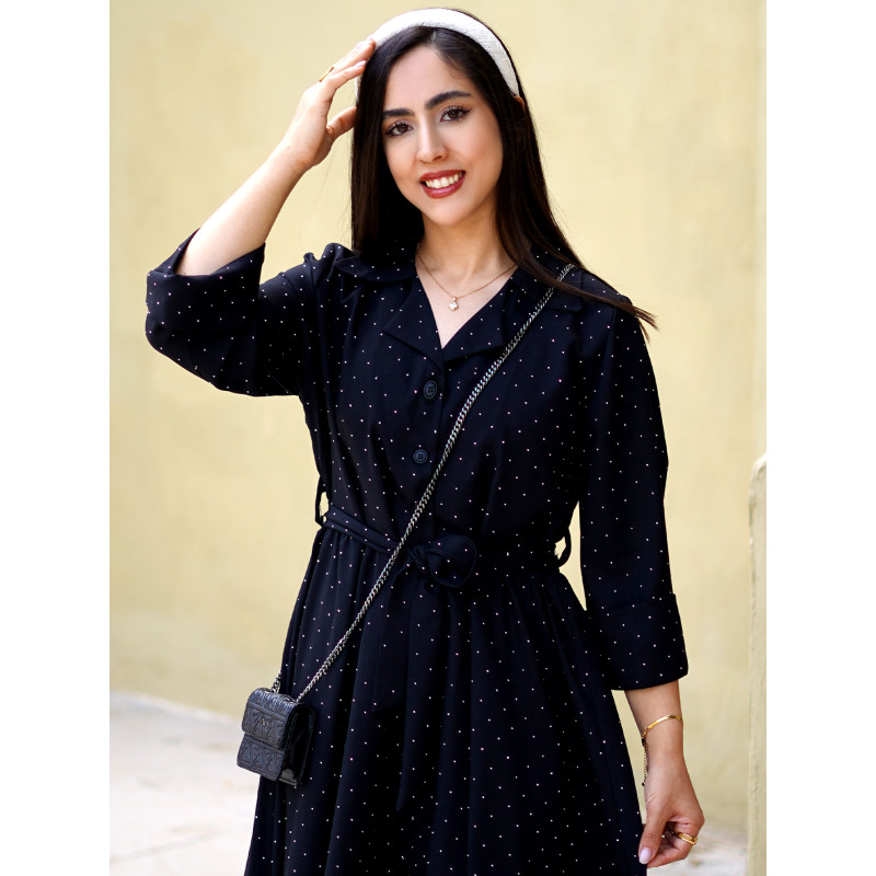 پیراهنی زنانه نگین کوب مشکی