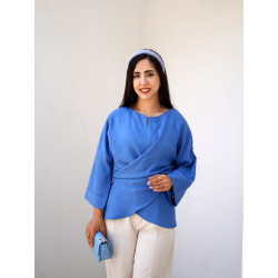 شومیز شانتون آبی سرمه ای