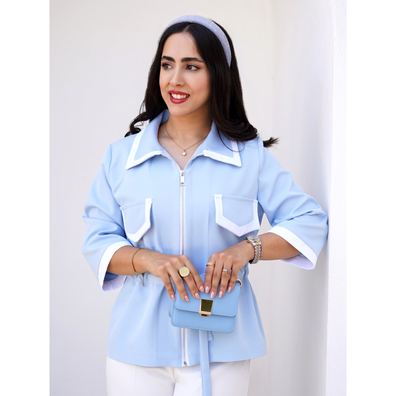 مانتو کتی کرپ آبی کد 293